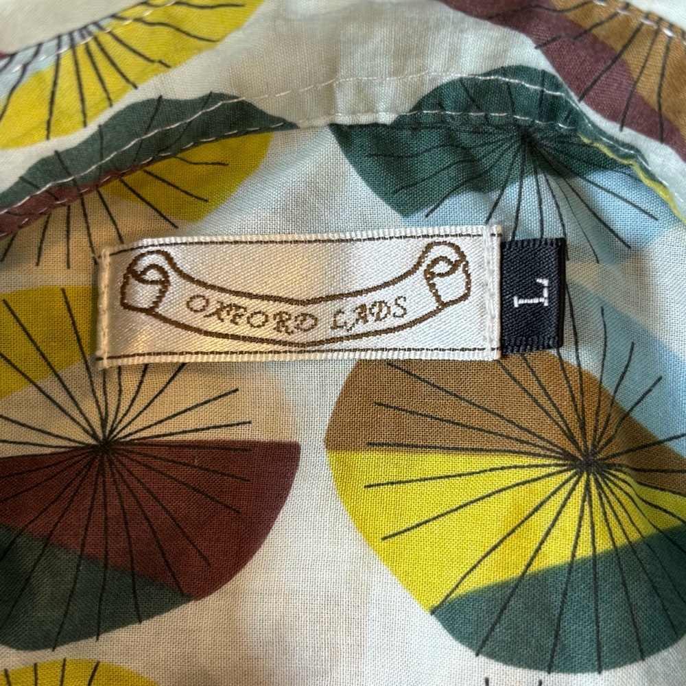 Oxford Lads Button Up Shirt Men’s Large White Geometric‎ Print - Picture 6 of 7
